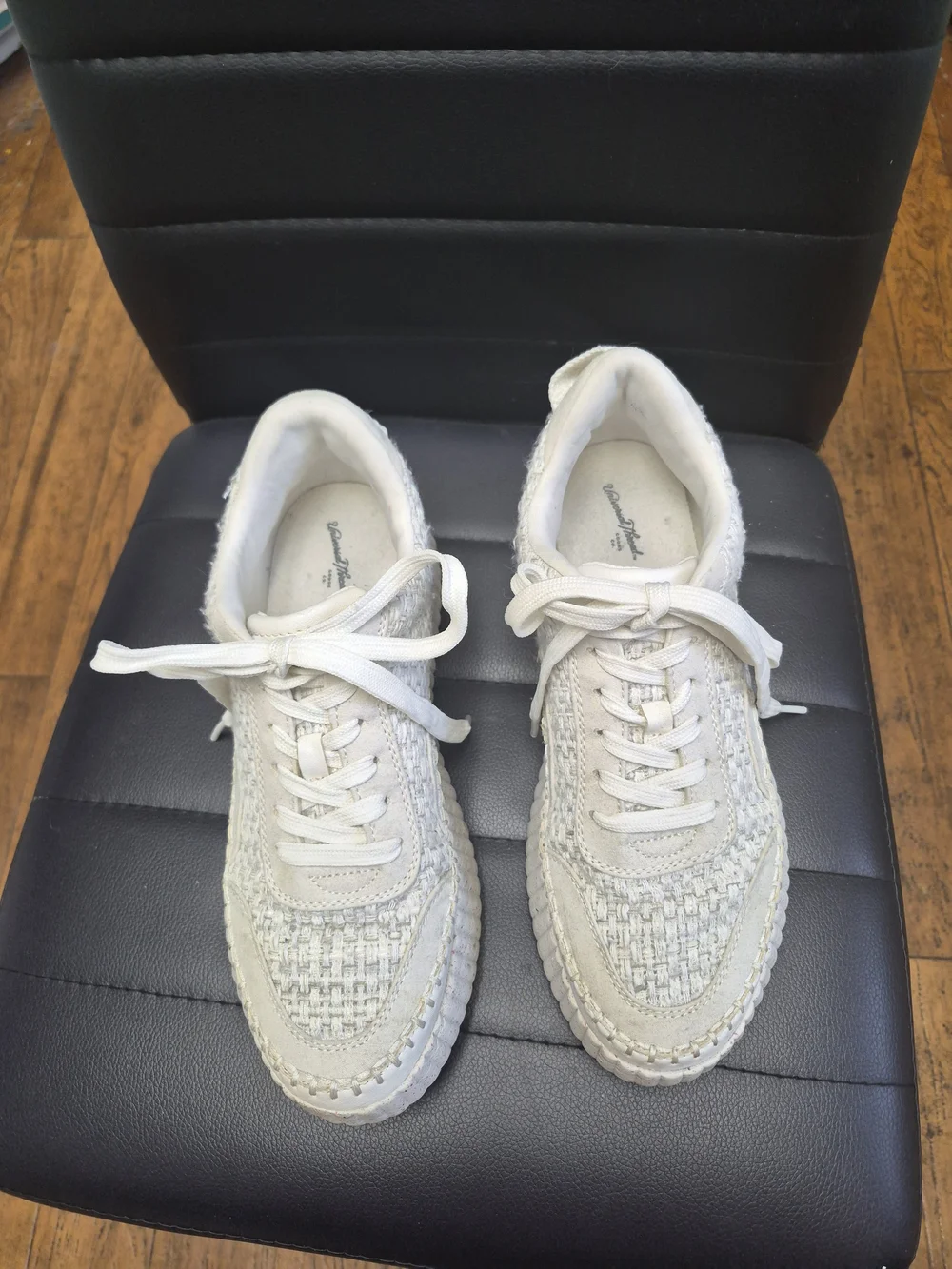 Woven Platform Sneakers in Off-White